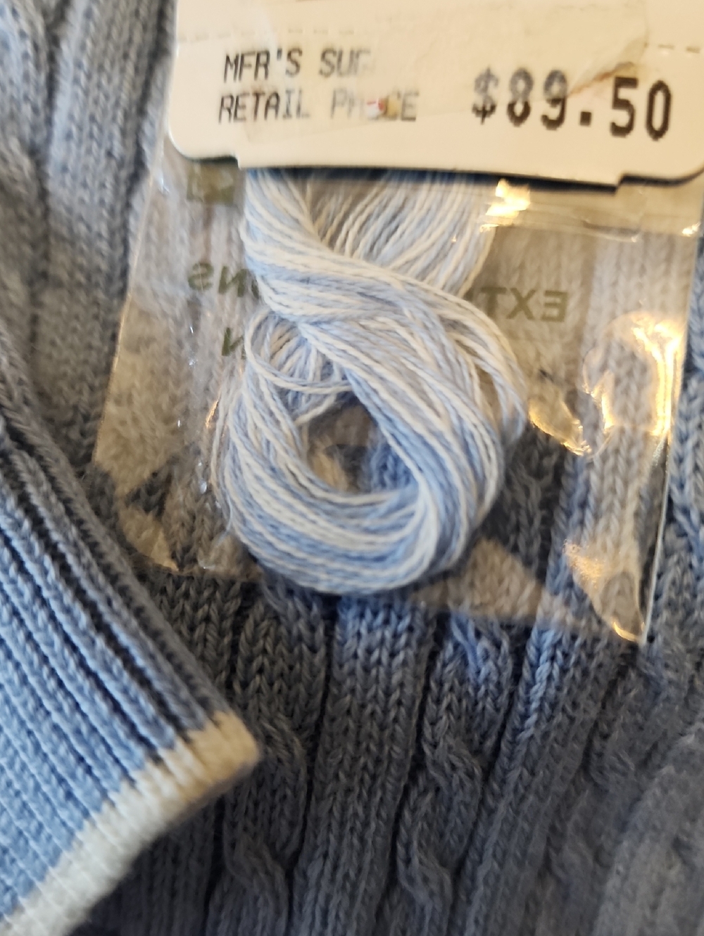 Ralph Lauren Light Blue V-Neck Cableknit Sweater - Picture 6 of 7